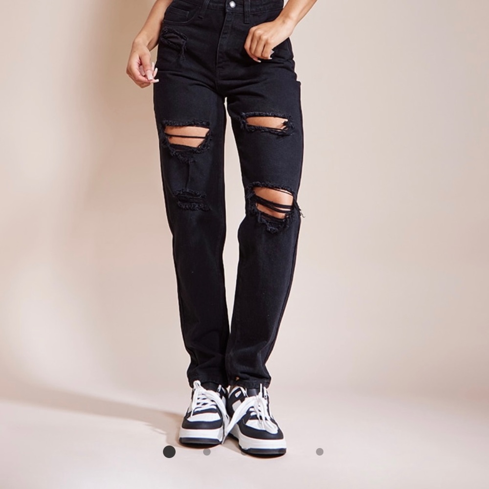 Black Ripped Mom Jeans
